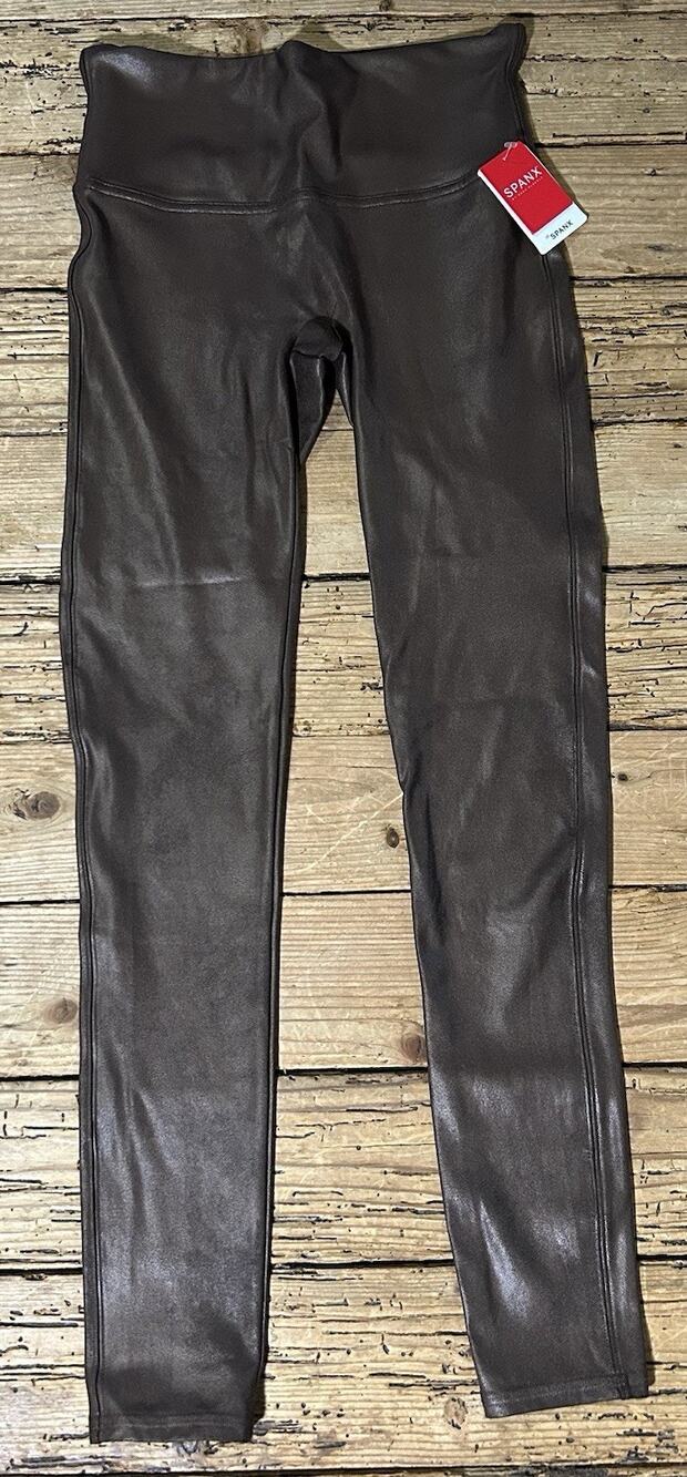 Spanx Women’s Size M Brown Faux Leather Leggings - NWT